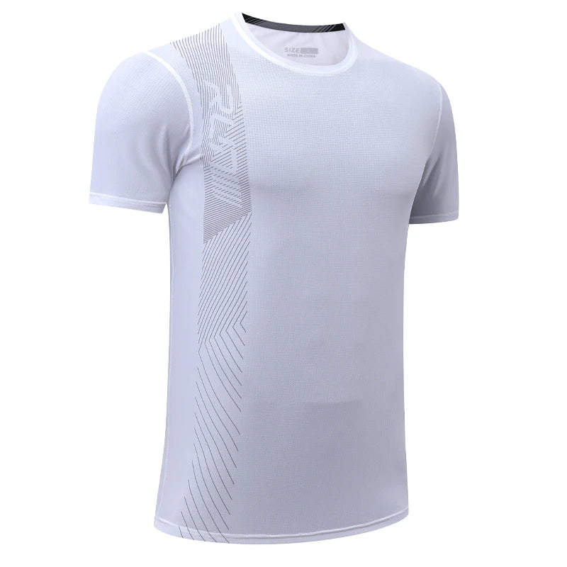 Gym Workout Tees Men Joggers Print Running Sportwear Bodybuilding Short Sleeves Mesh Quick Dry Breathable Training Shirts
