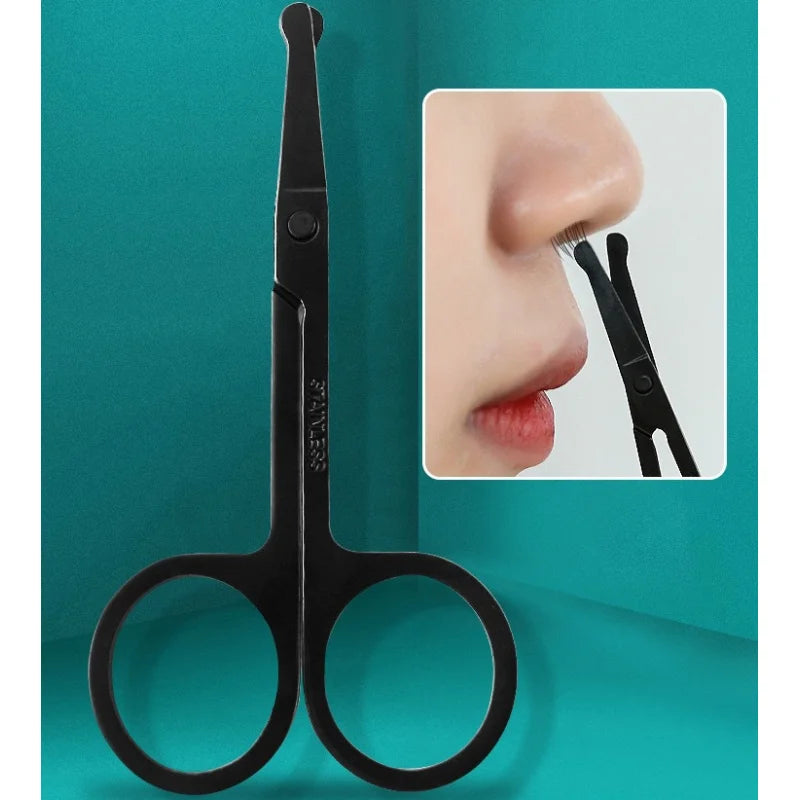 Black Round Head Nose Hair Trimmer – Stainless Steel, Safety Design for Men and Women