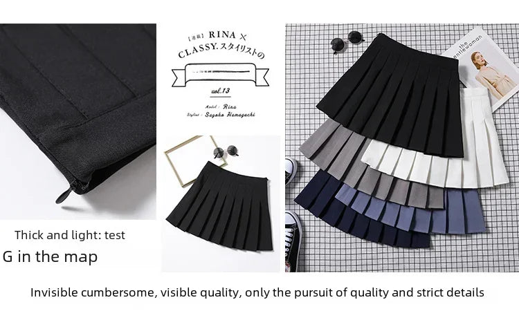 Pleated skirt for women in spring and summer, jk white A-line skirt, new Korean version high waisted skirt, versatile plaid skir