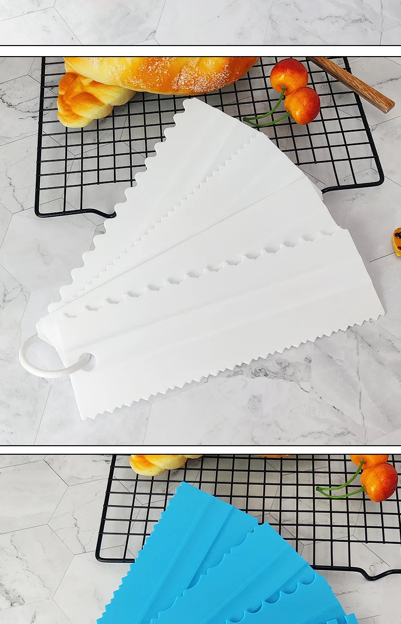 DIY Baking Tools 4pcs/set Cream Scraper PP Cream Smoother Pastry Icing Combs Spatulas Bakery Accessories  Cake Decorating Comb