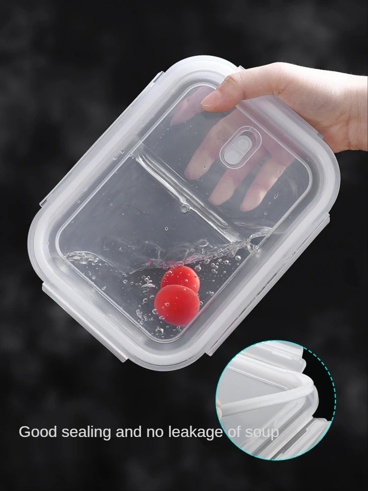 Glass Lunch Box Sealed Fresh-Keeping Box with Lid Portable Student Picnic Box Microwave-Heated Special Food Container Bento Box