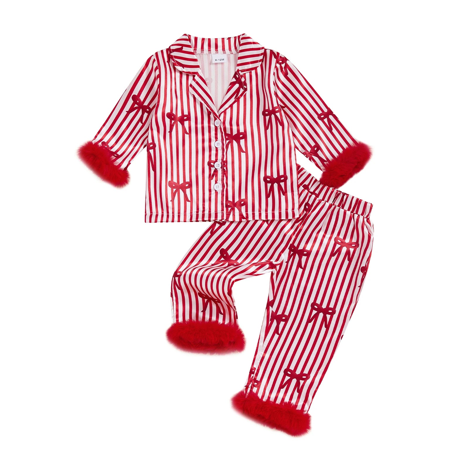 1-7T Baby Boy Girl Christmas Silk Pajamas Set Button Down Deer Santa Long Sleeve Shirts Tops and Pants Satin Pj Sets