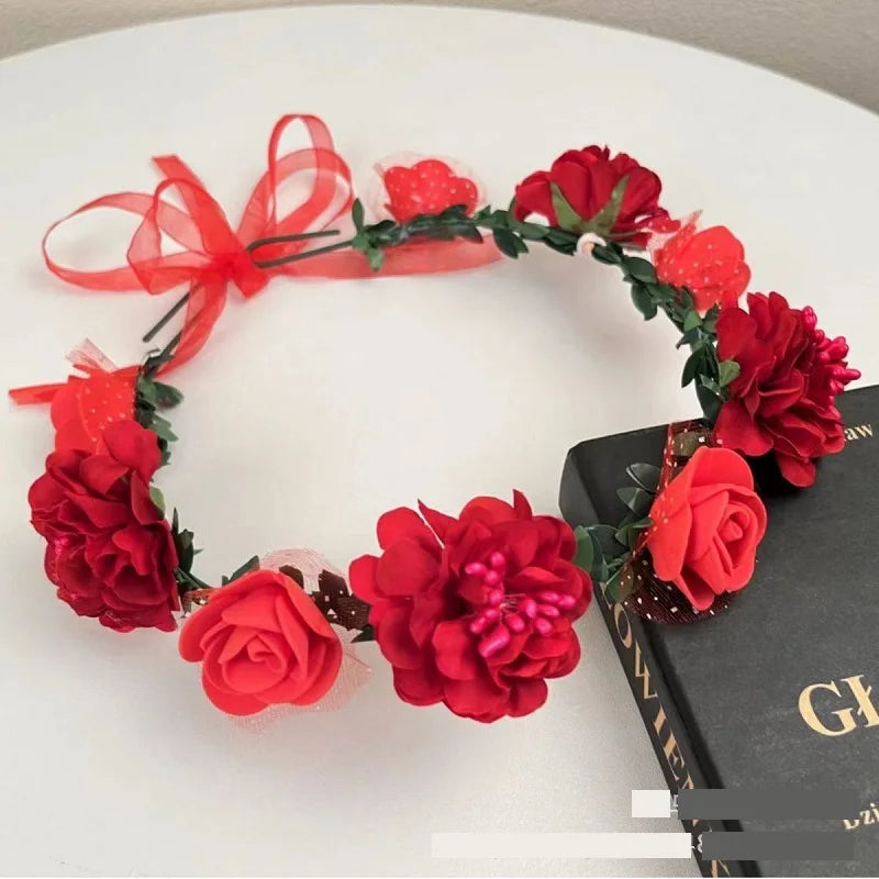 Women Wedding Flower Headband Girls Boho Flowers Headwear Children Headbands Hair Accessories Bride Wreath Beach Garland
