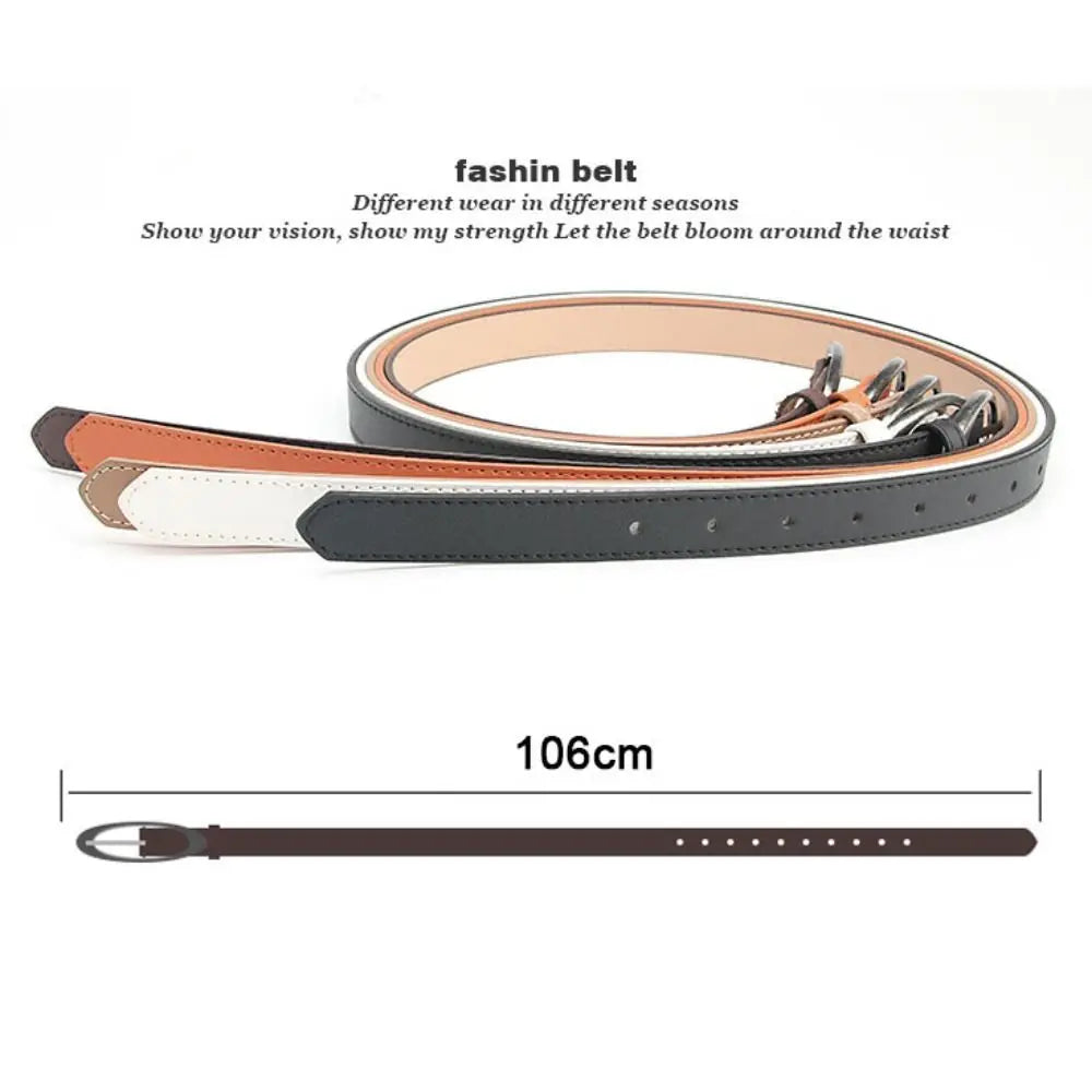 Waist Decoration Versatile Leather Belt Casual Simple Thin Waist Strap Luxury Design Slide Buckle Belt For Women