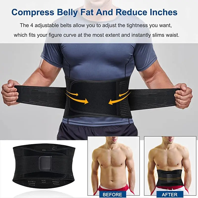 Breathable Waist Trainer Gym Girdle Back Lumbar Support Belt with 8 Stays Adjustable Abdominal Binder for Man Women Lumbar Pad