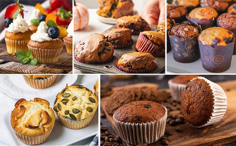 7 Even Cake Cups Air Fryer Accessories Round Muffin Cup Mold Microwave Oven Baking Mold Baking Bakeware Mat Baking Tray Cake Pan
