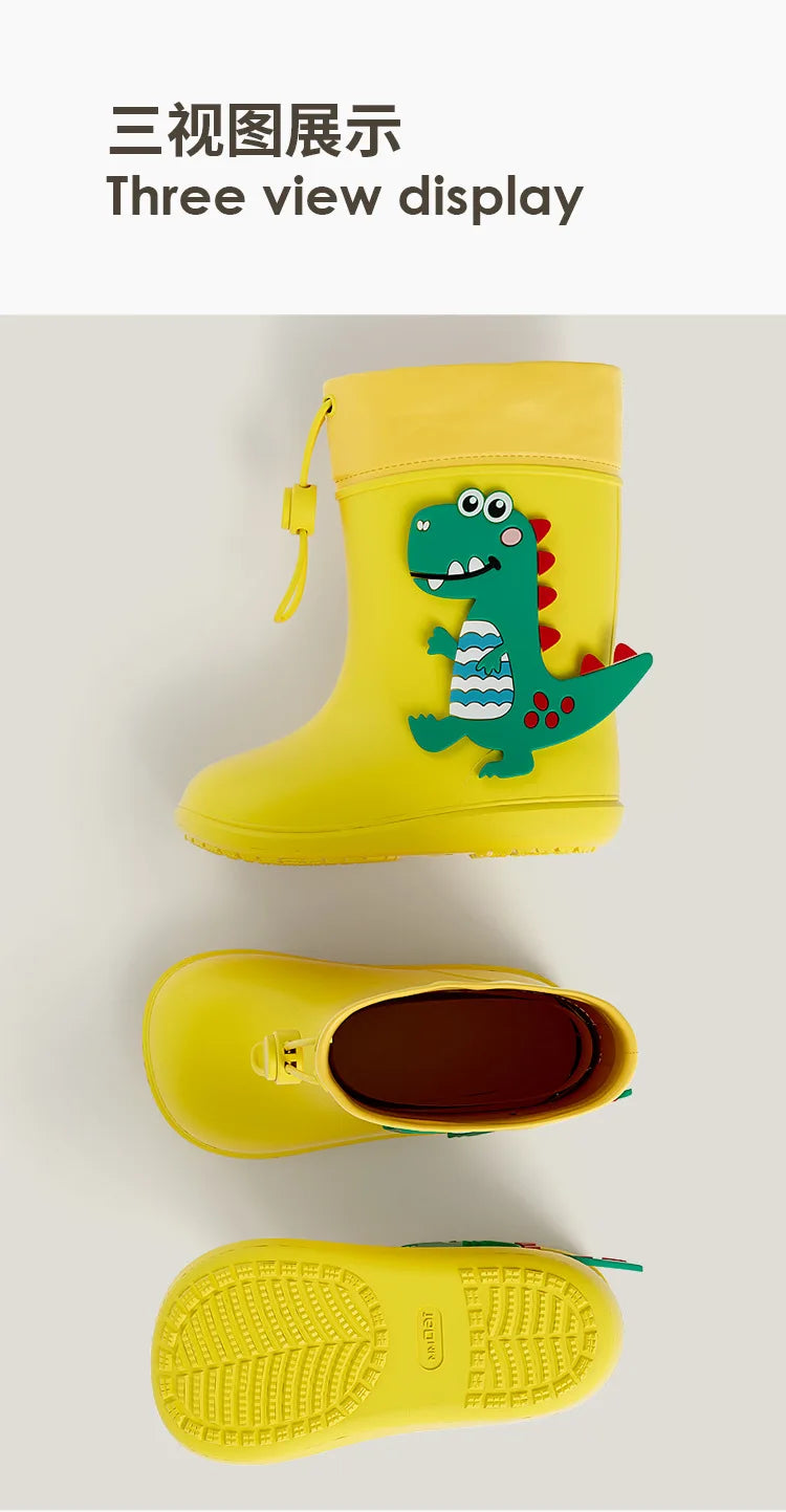 Kids Girl Boy Rain Boots Waterproof Toddler Rainboots Children's Shoes Rubber Boots Kids Baby Cartoon Dinosaur Water Shoes Boots