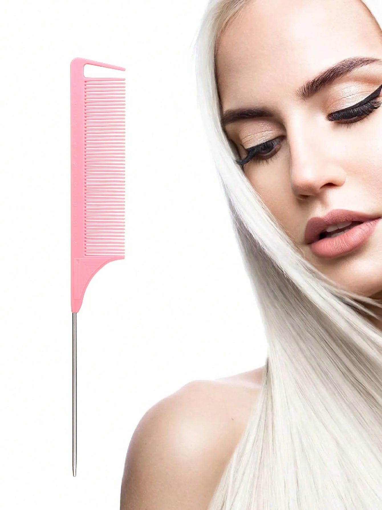 Stainless Steel Pointed Tail Hair Comb – Professional Salon Hair Styling Tool, Hair Brush for Real Hair Wigs
