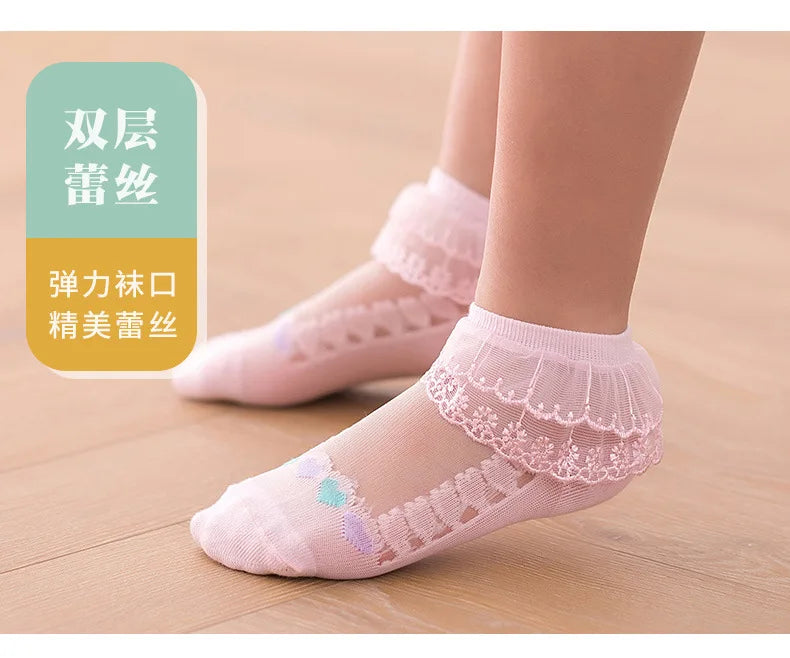 1 Pair Soild Color Thin Lace Mesh Socks for Baby Children Girls Summer Dresses Paired with Princess Socks Baby Clothing