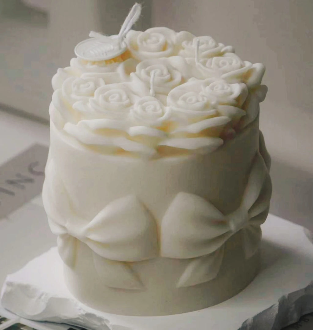 DIY Bowknot Rose Flower Candle Mold Cylinder Rose Floral Pillar Silicone Mold Wedding Decor Valentine's Day Gift Christmas decor