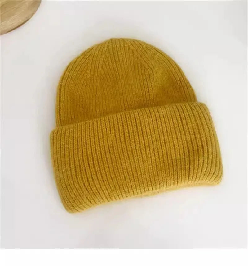 Women's Winter Hats Fashion Warm Bean Hats Solid Color Adult Hats Cute Knitted Hats Baotou Hats Autumn/Winter