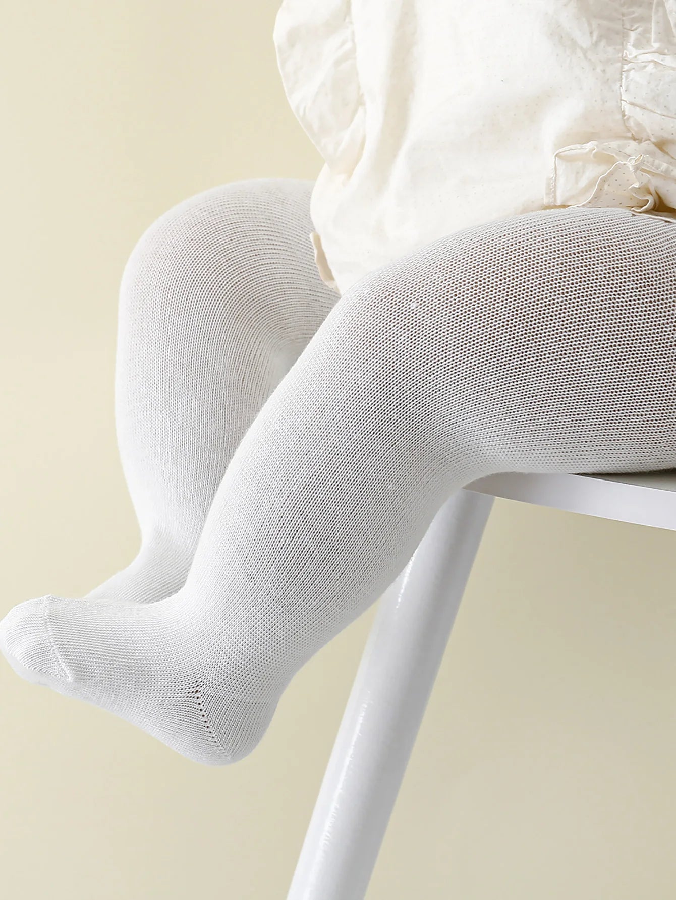 1 Pair of Infant Knitted Tight Panyhose, Soft Traceable Cotton Leggings White, Black Toddler Pants for 0-72 Months Baby Girls Wear