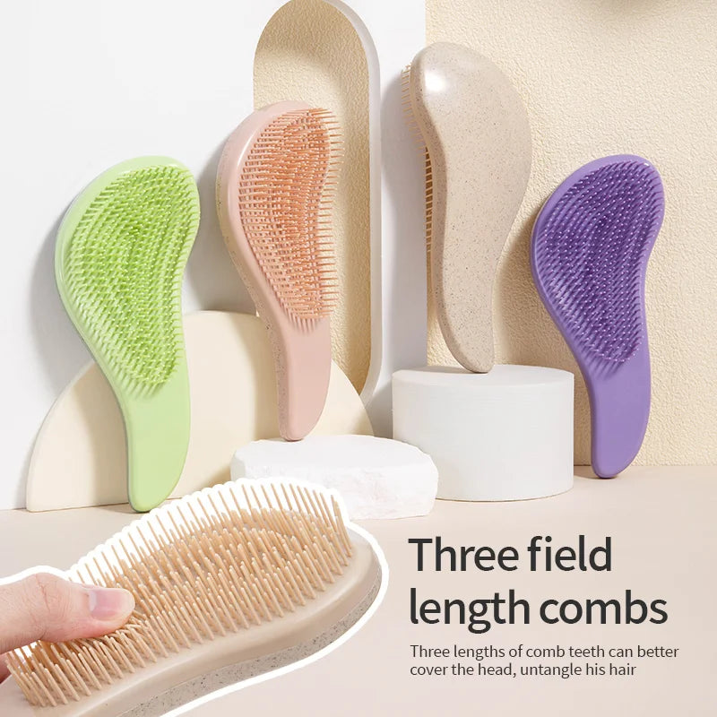 1pcs Magic Detangling Hairbrush Soft Wheat Straw Scalp Massage Comb Anti-static Gentle Grooming Brush Salon Hair Styling Brush