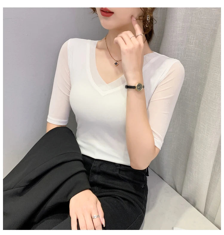Women's Slim Fit V-Ne T-irt Me Inner Wear Top Spring Autumn Season Faionable Base irt Breathable Wear Resistant