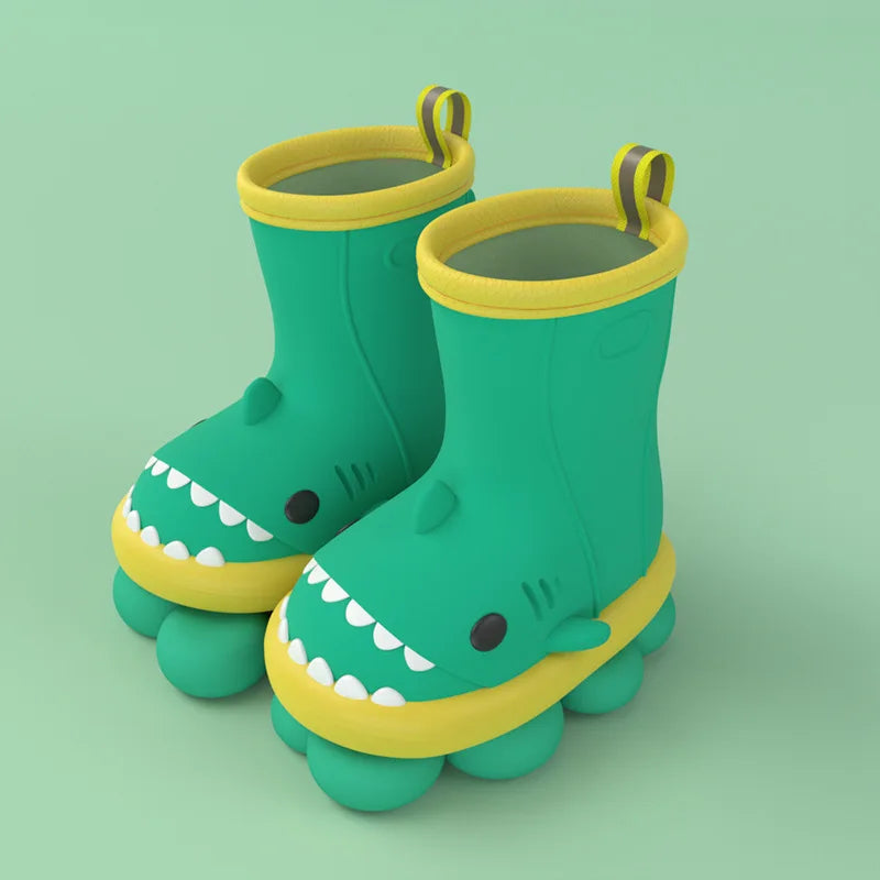 Children Baby Rain Boots Waterproof Rainshoes Cartoon Shark Todller Kids Shoes Boys Girls Water Shoes Soft Sole Anti-Slip