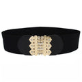 Big Size Black Stretch Corset Waistband Belt Cummerbands Rhinestone Metal Buckle