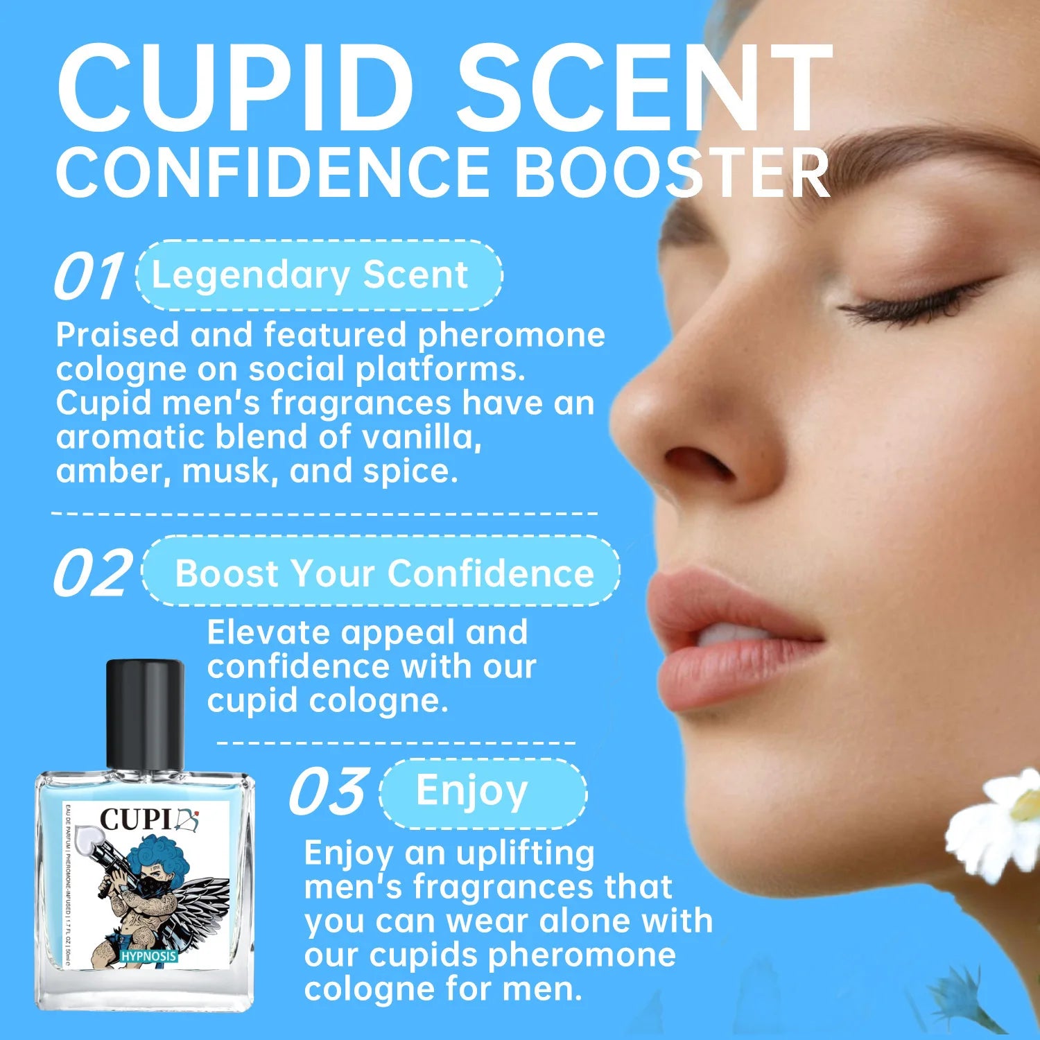 Cupid Cologne Perfume Pheromone Fragrance Spray of Man to Attract Women,Seductive Flirting Scent Female Dating,Angel Body Mist