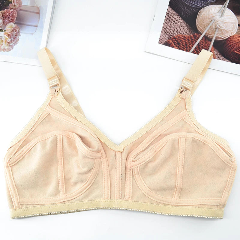 Wireless Soft Cotton Bras For Women Comfortable Underwear Everyday Non Padded Thin Lingerie Floral Brassiere C Cup