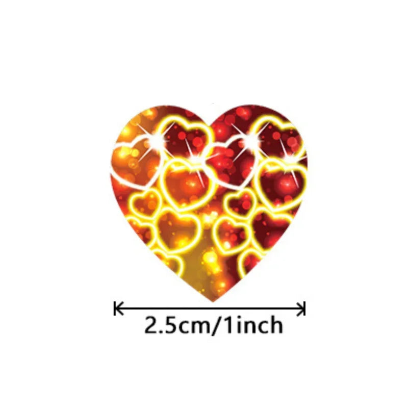 50-500pcs 1inch Red Heart Stickers for Valentine's Day Baking Packaging Sticker Envelope Seals Love Decorative Sticker