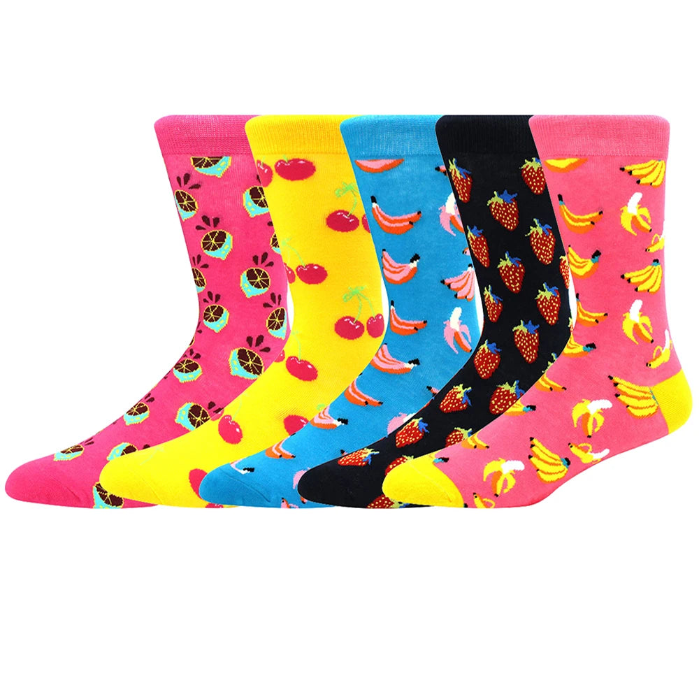 5 Pairs New High Quality Combed Cotton Men Socks Women Happy Fashion Novelty Skateboard Crew Casual Funny Socks for Men