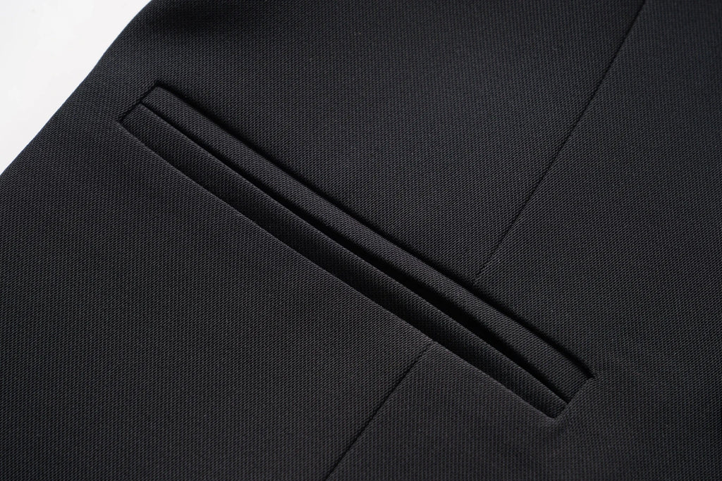 Black V-neck short double-breasted vest women's jacket spring and autumn workplace Slim and thin