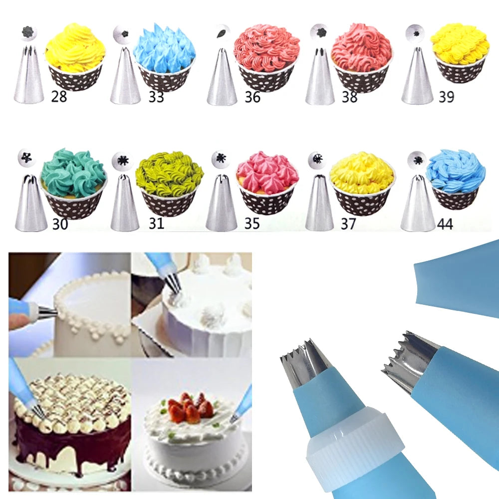 137Pcs Cake Decorating Tools Kit Pastry Turntable Kit Piping Nozzle Piping Bag Set Rotating Stand Baking Tools Accessories Bak