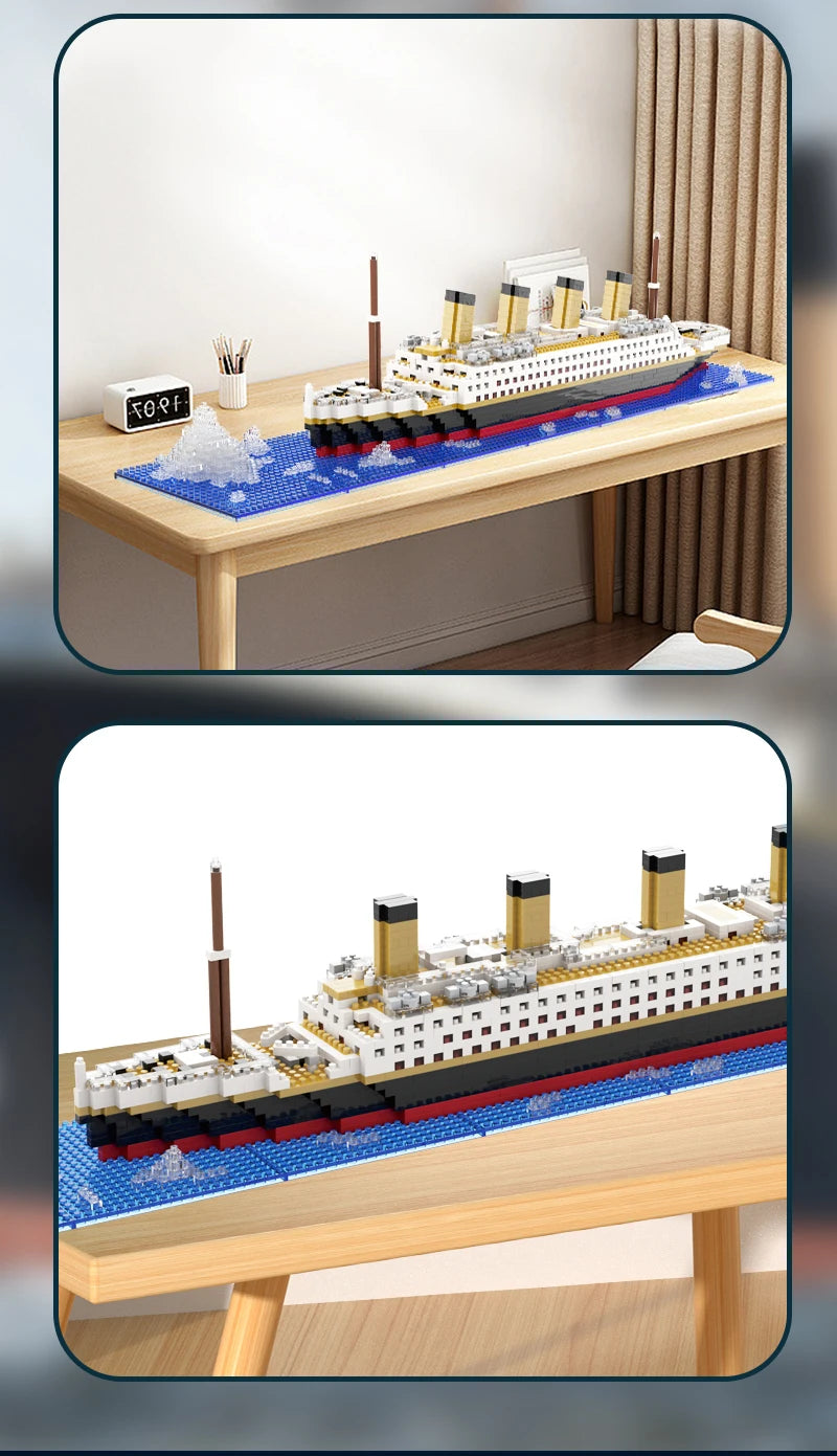 Small Particle Building Block Assembly Toy Titanic Giant Boy Girl Puzzle Cruise Ship Brick Model Kit Desltop Birthday Gift Child