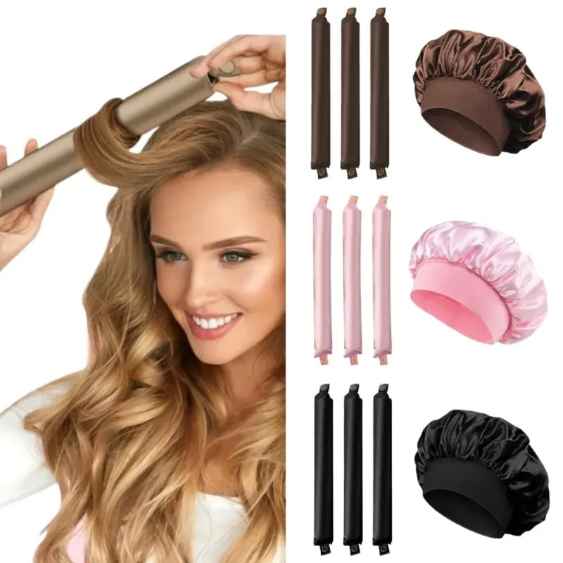 Heatless Hair Curler No Heat Hair Rollers Satin Curling Rod Headband Lazy Curls Soft Curlers Sleeping Flexi Rods Styling Tools