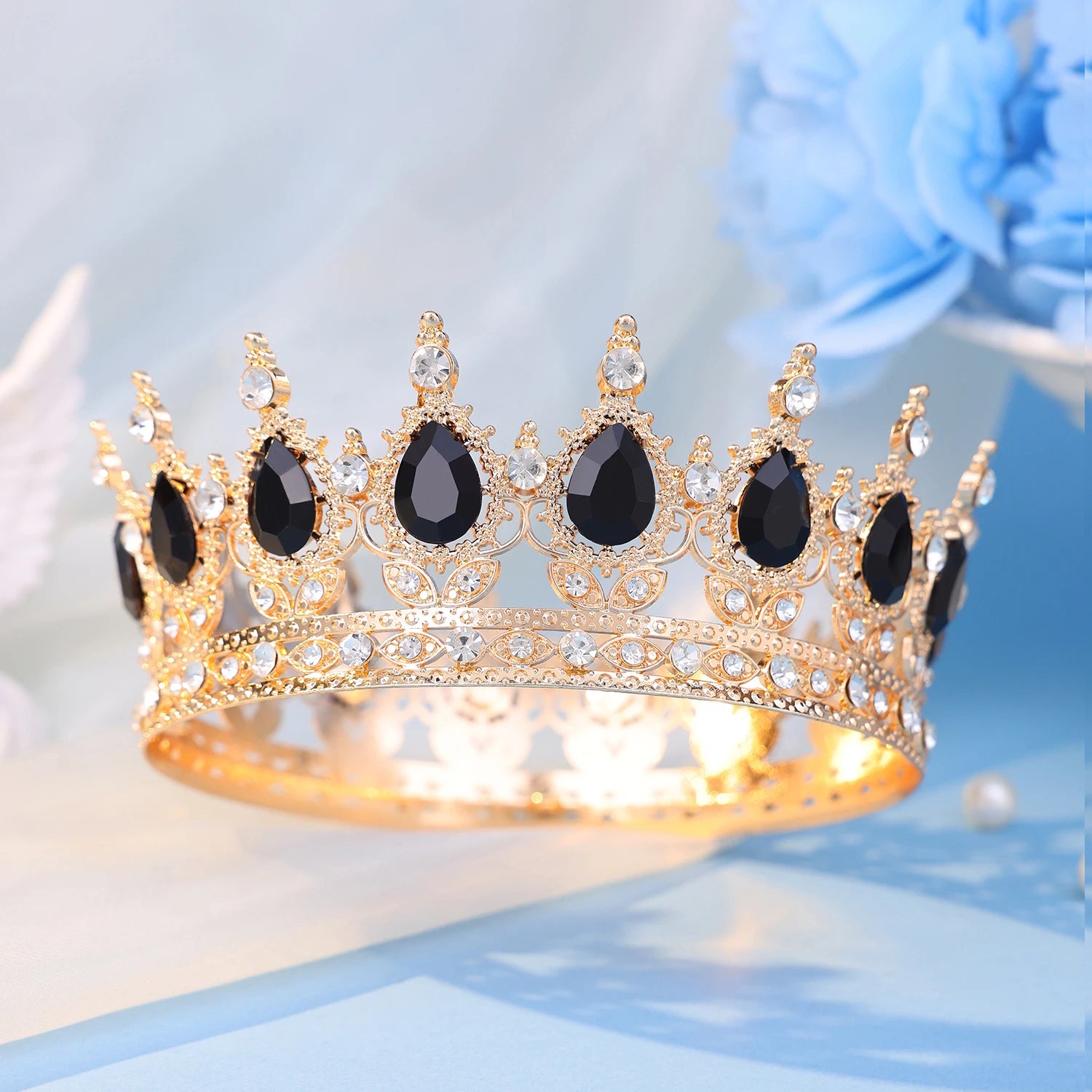 Baroque Round Crystal Tiaras And Crowns Headband Rhinestone Prom Diadem Crown Bridal Wedding Hair Accessories Jewelry Crown Gift