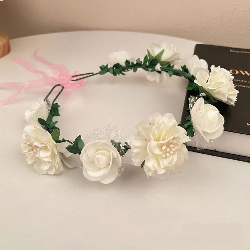 Women Wedding Flower Headband Girls Boho Flowers Headwear Children Headbands Hair Accessories Bride Wreath Beach Garland