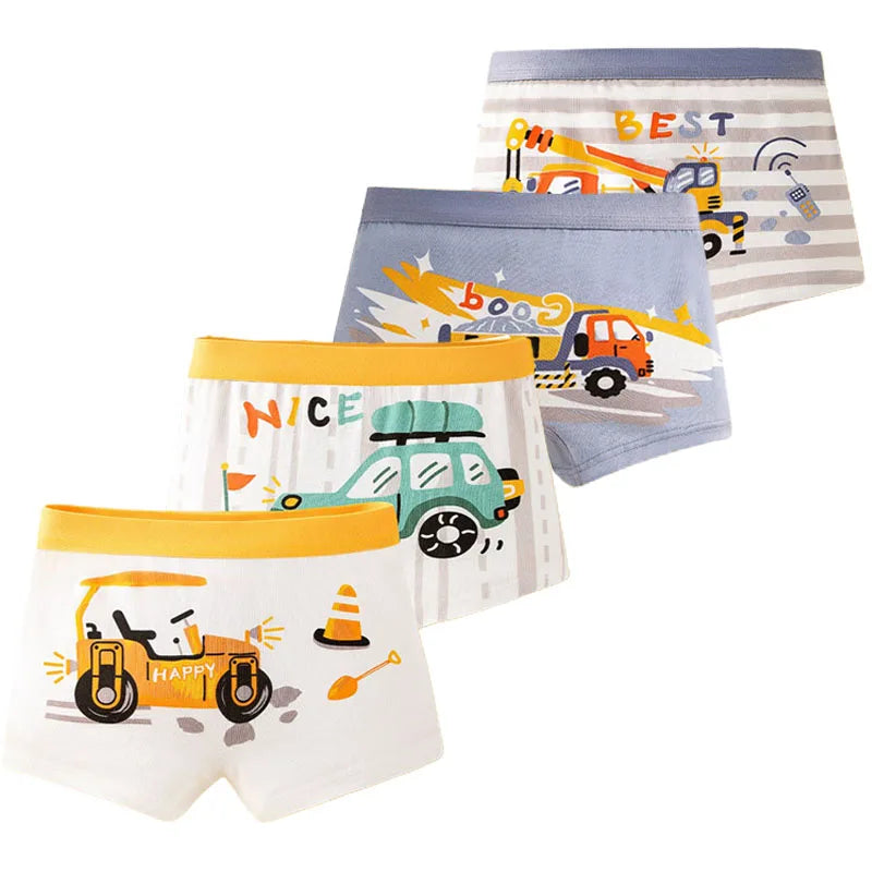Multipack Dinosaur Pattern Athflow Style Boys Boxer Briefs Cotton Kids Boxers Breathable Children Underwear For 3-12 Years Old