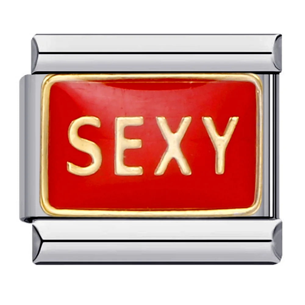 New Personalized English Words 100% DAD NANA LOVE SEXY Italian Charm Link Fit 9mm Stainless Steel Making DIY Bracelet Jewelry