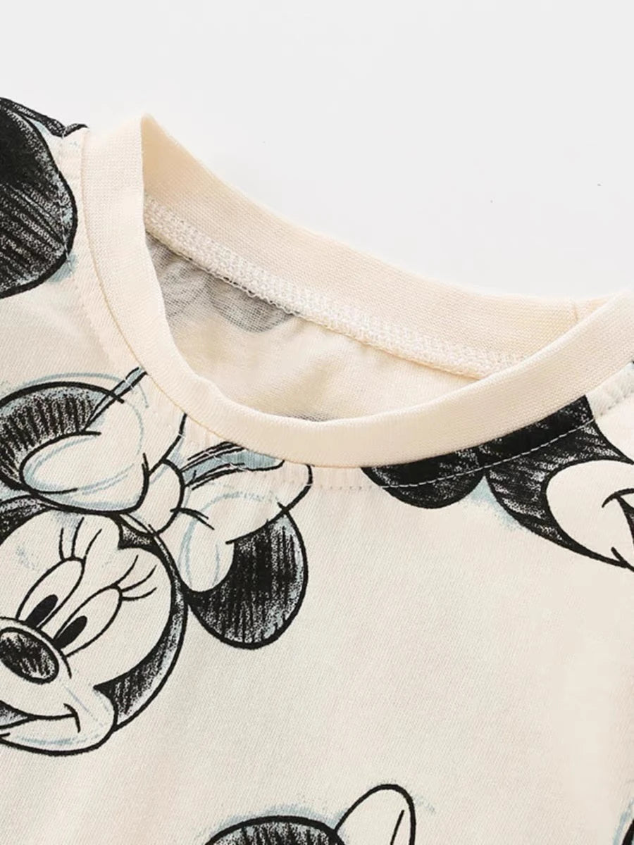 Baby Girls Long Sleeve Suits Minnie Full Printed Tops +Pants Home Clothing Two Piece Cute Outfits Toddler Spring/Fall Costume