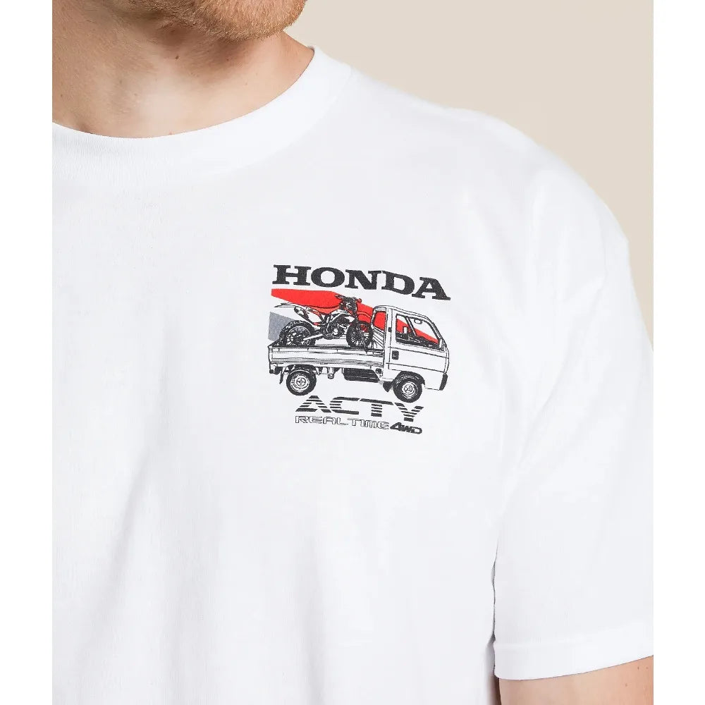 Honda Men's and Women's T-shirt Summer Trendy Brand Tee Honda 1989 Acty Short-sleeved Spring and Autumn Motorcycle Cycling Top
