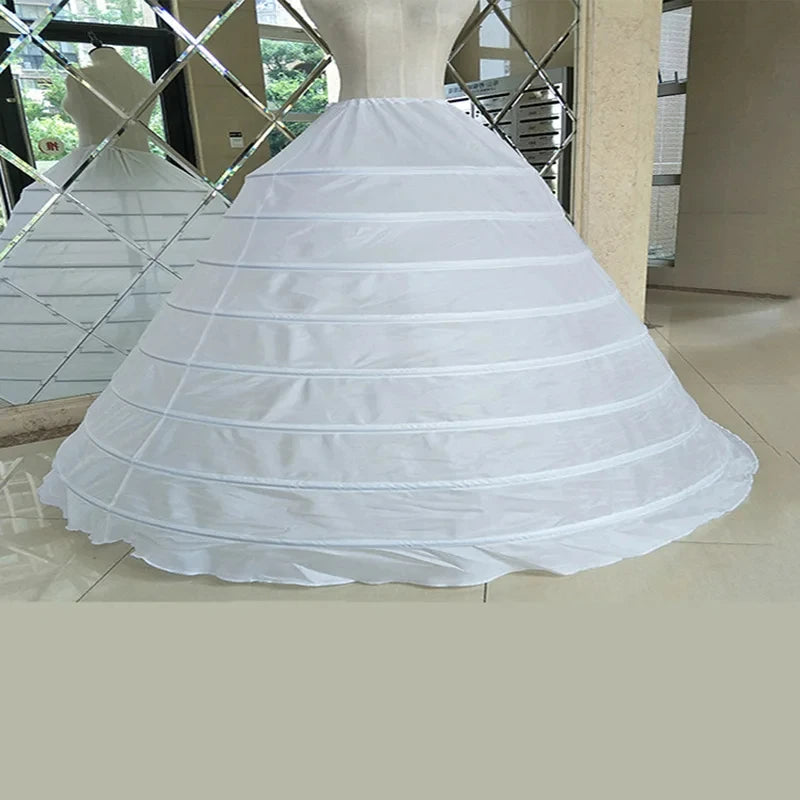 White 8 Hoops Super Puffy Petticoats Half Slip Skirt Floor Length Ballgown Underskirt for Wedding  Quinceanera Dress