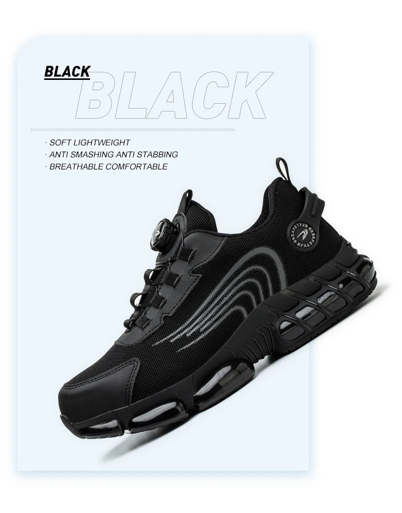 Unisex Rotating Button Safety Shoes Men For Work Sneakers Shoes Puncture-Proof Protective Women Shoes Steel Toe Work Boots