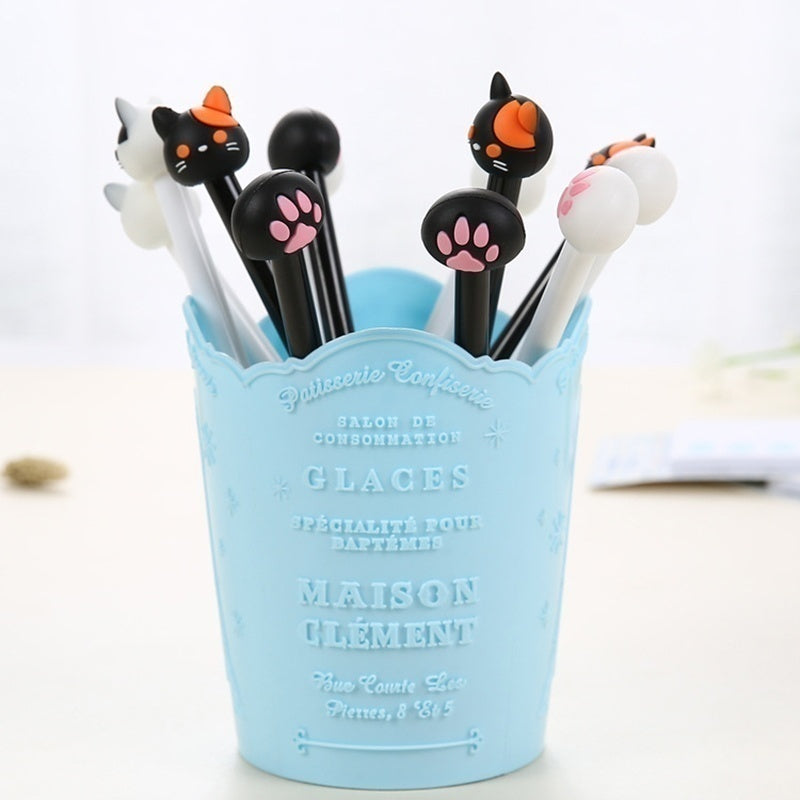 10pcs/batch Kawaii Cat Gel Signature Pen Cute Claw  Stylos Black Ink for Hand Account Writing Stationery Office School Supplies