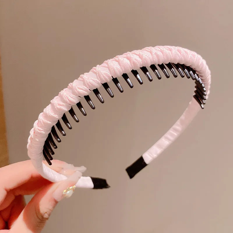 Cute Candy Colors Wrap Cloth Teeth Hairbands For Girls Sweet Hair Ornament Non-slip Headband Hair Band Fashion Hair Accessories