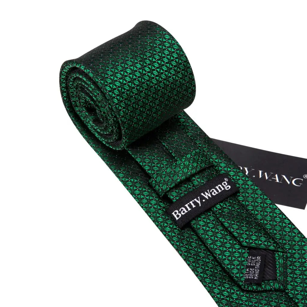 Barry.Wang Green Mint Teal Men Tie Hanky Cufflinks Set Jacquard Olive Sage Lawn Cyan Necktie for Male Wedding Business Gift