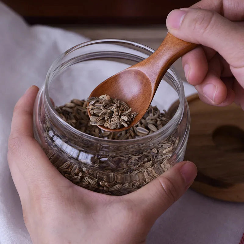 4Pcs Mini Wooden Spoons Small Kitchen Spice Condiment Spoon Sugar Tea Coffee Scoop Short Handle Wood Kids Spoon Kitchen Gadgets