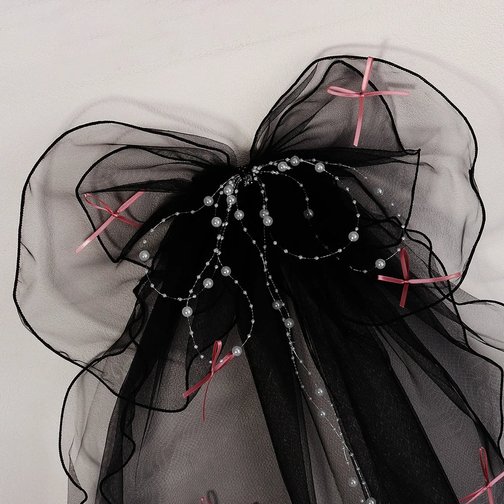 Double Layer Mesh Tulle Solid Color Women Short Wedding Veil with Clip Ribbon Edge Center Cascade Bride Headpiece Party