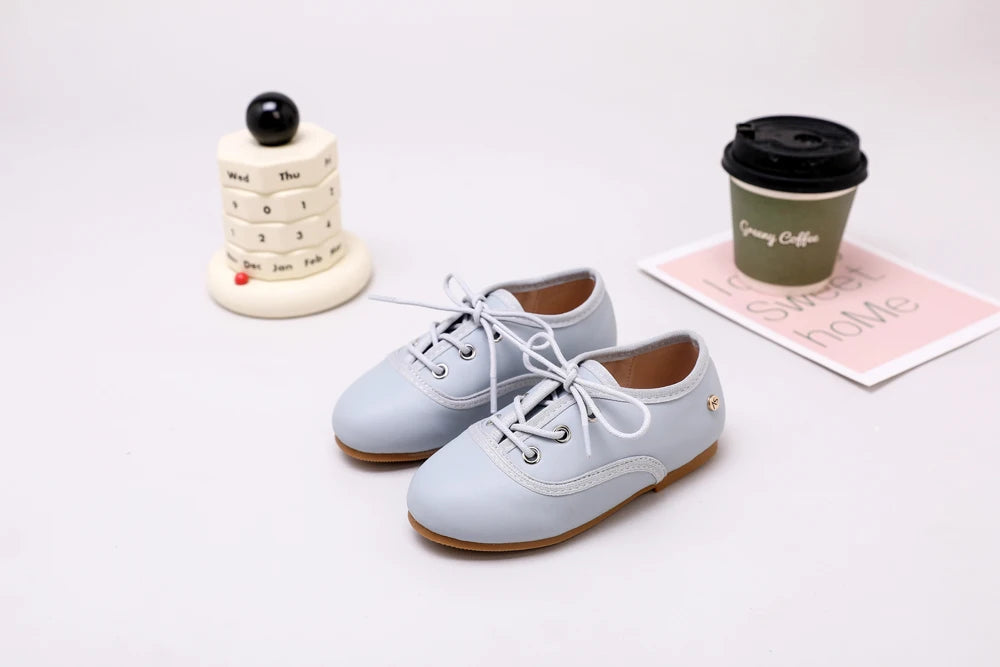 AS New Kids Shoes Children Beige Shoes Baby Boys Leather Shoes Toddler Princess Flats Girls Oxford Fashion Platform Mary Jane