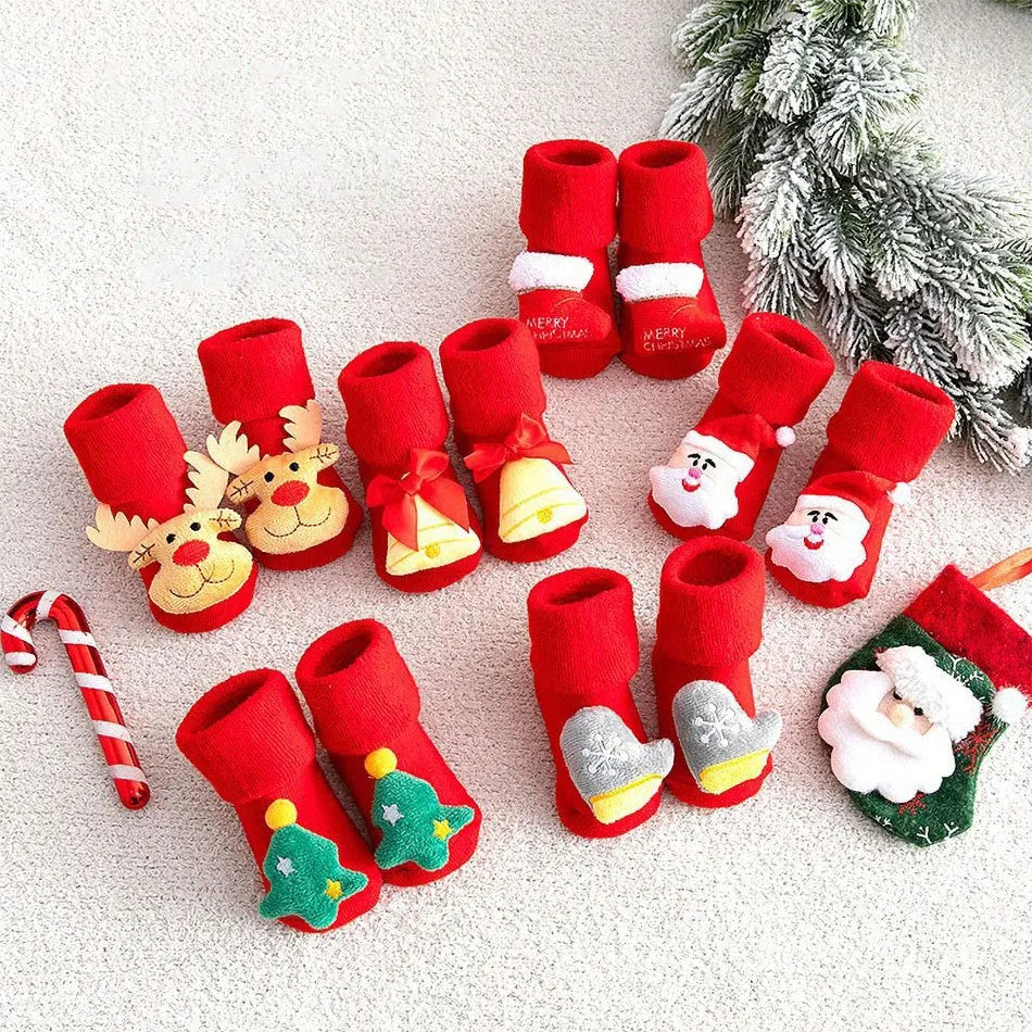 0-3 Years Children Clothing Accessories Infant Non-Skid Anti-Slip Stuff Boy Girl Floor Warm Christmas Stockings Kids Socks