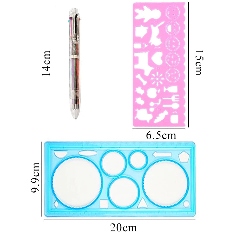 Multi Shaped Painting Ruler Spirograph Magic Drawing Template Oval Geometric Curve Pattern Multifunctional Stationery Gifts ZYF