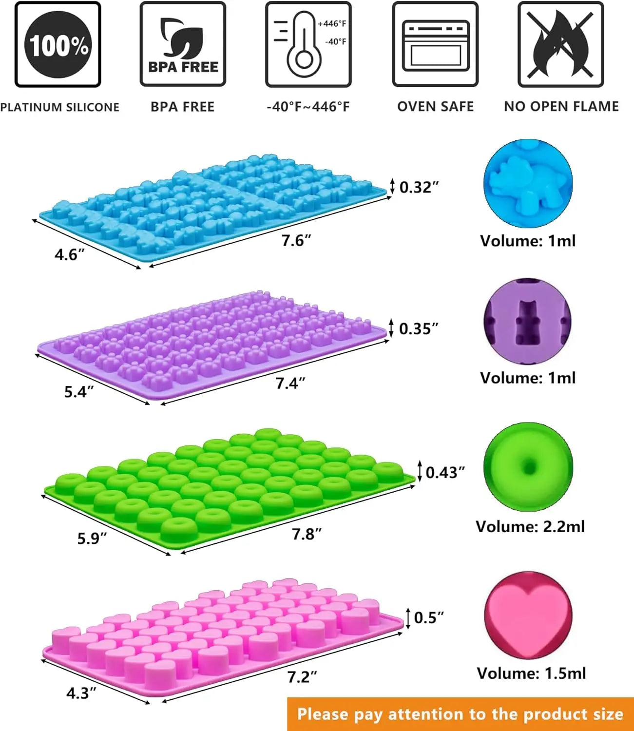 Silicone Gummy Candy Molds Nonstick Chocolate Molds DIY Chocolate Cake Candy Tools Various Shaped Doughnut Baking Molds