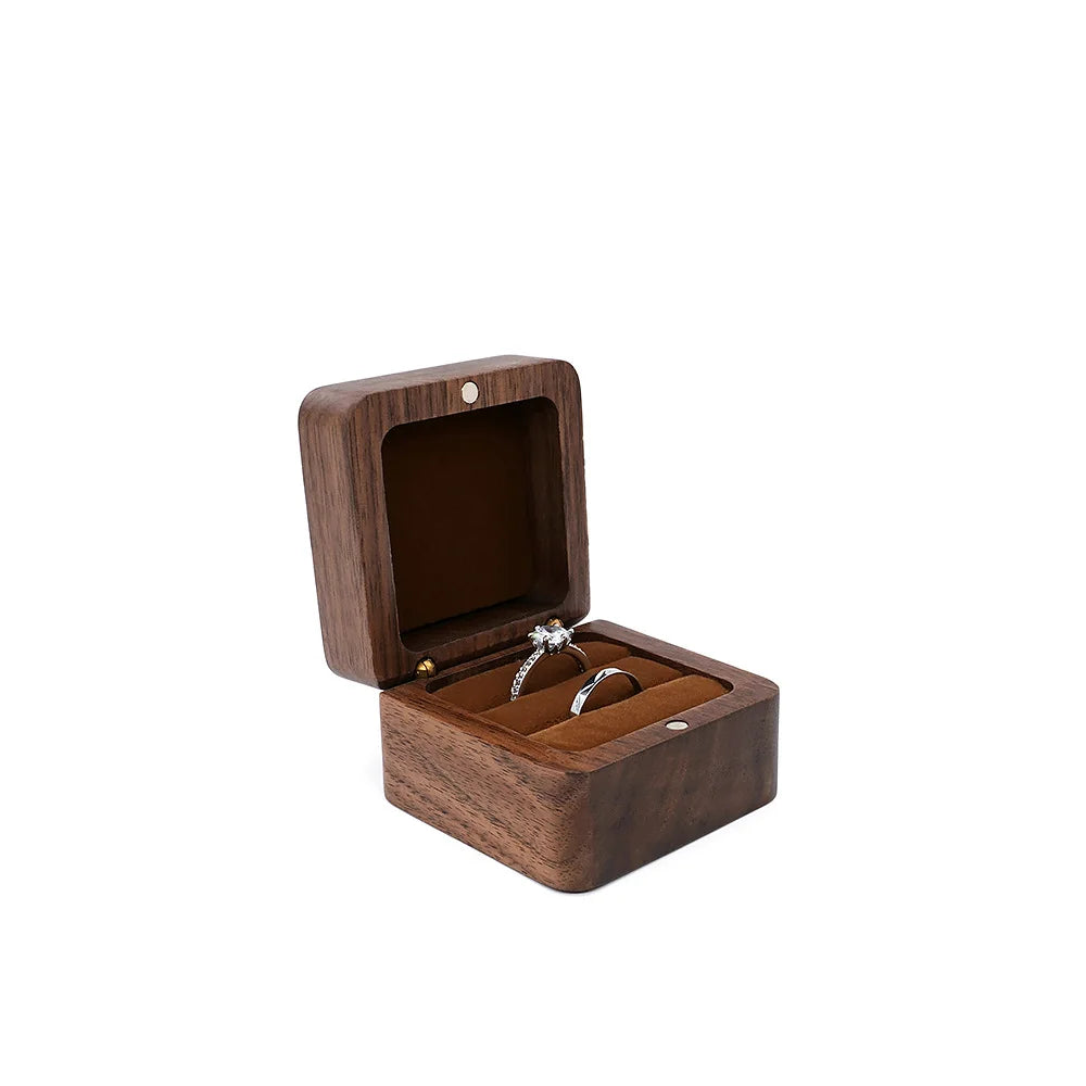 Diamond inlaid jewelry box, walnut solid wood wedding ring box, seeking marriage, diamond ring, Valentine's Day gift,  jewelry