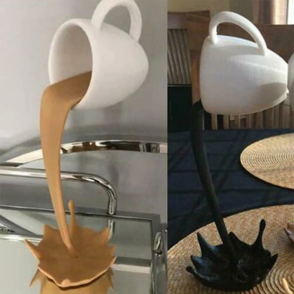 Kitchen Decoration Floating Spilling Coffee Cup Sculpture Spilling Magic Pouring Splash Creative Desktop Decor Home Decoration