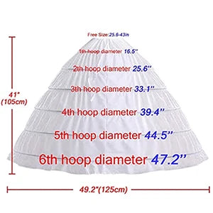 Cheap 6 Hoop Crinoline White Long Wedding Petticoat Ball Gown Dress Underskirt Skirt Half Slips Wedding Accessories