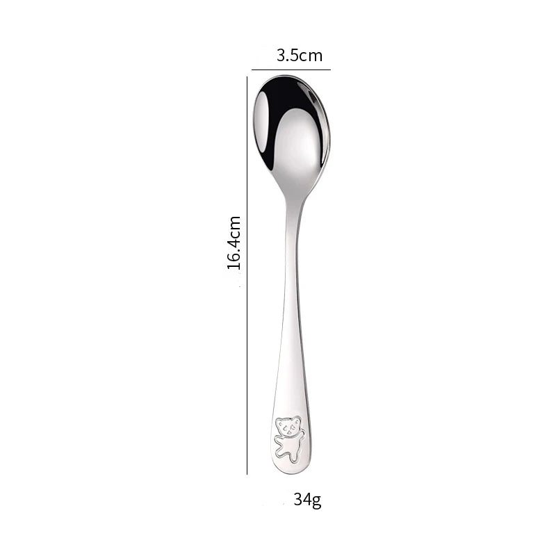1/4pcs Baby Teaspoon Spoon Food Feeding Fork Knife Utensils Stainless Steel Kids Learning Eating Habit Children Tableware