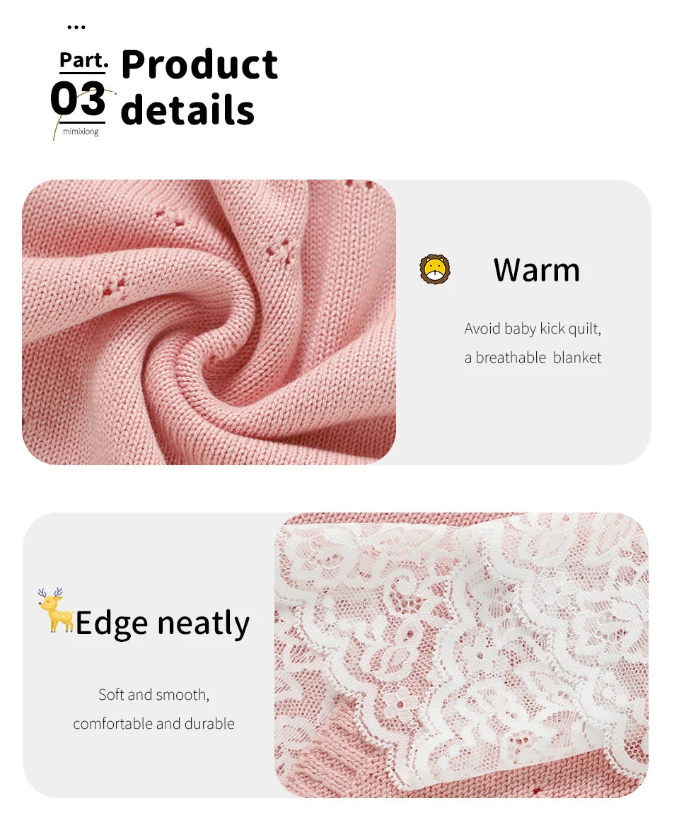 Baby Blankets Cotton Newborn Boys Girls Swaddle Wrap Quilts For Stroller Bedding 102*82cm Children Cellular Ultra-Soft Knitted